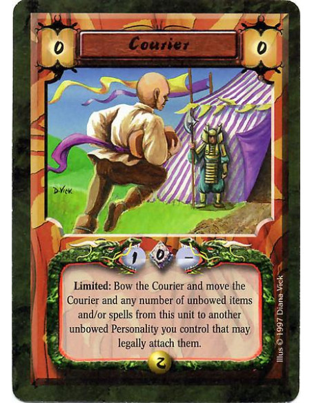 Courier  - Limited: If this Personality is unbowed, bow Courier to move Courier and any number of unbowed Items and/or Spells fr