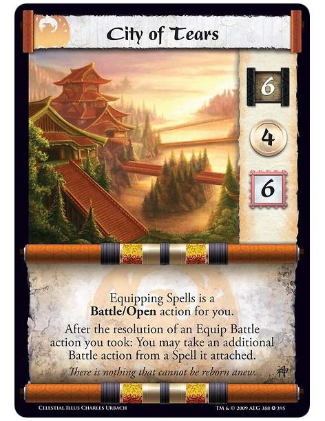 City of Tears (Español)  - Equipping Spells is a Battle/Open action for you. After the resolution of an Equip Battle action you 