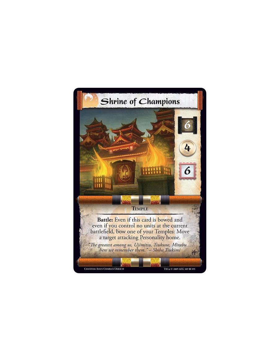Shrine of Champions (Español)  - Temple Battle: Even if this card is bowed and even if you control no units at the current battl