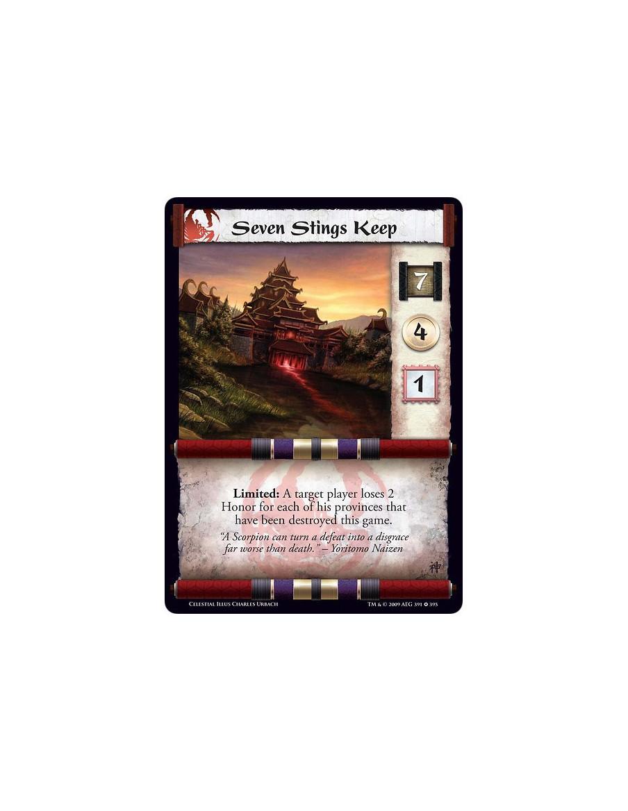 Seven Stings Keep (Español)  - Limited: A target player loses 2 Honor for each of his provinces that have been destroyed this ga