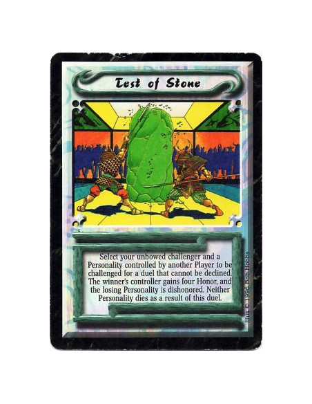 Test of Stone  - UniqueChoose your Personality and another player's Personality. Your Personalities duels the other. The winner'