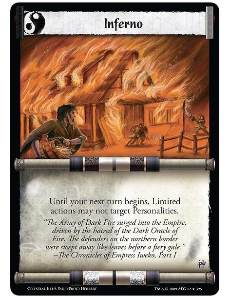Inferno (Español)  - Until your next turn begins, Limited actions may not target Personalities.