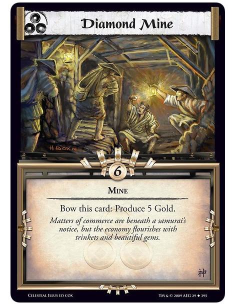 Diamond Mine (Español)  - Mine Bow this card: Produce 5 Gold.