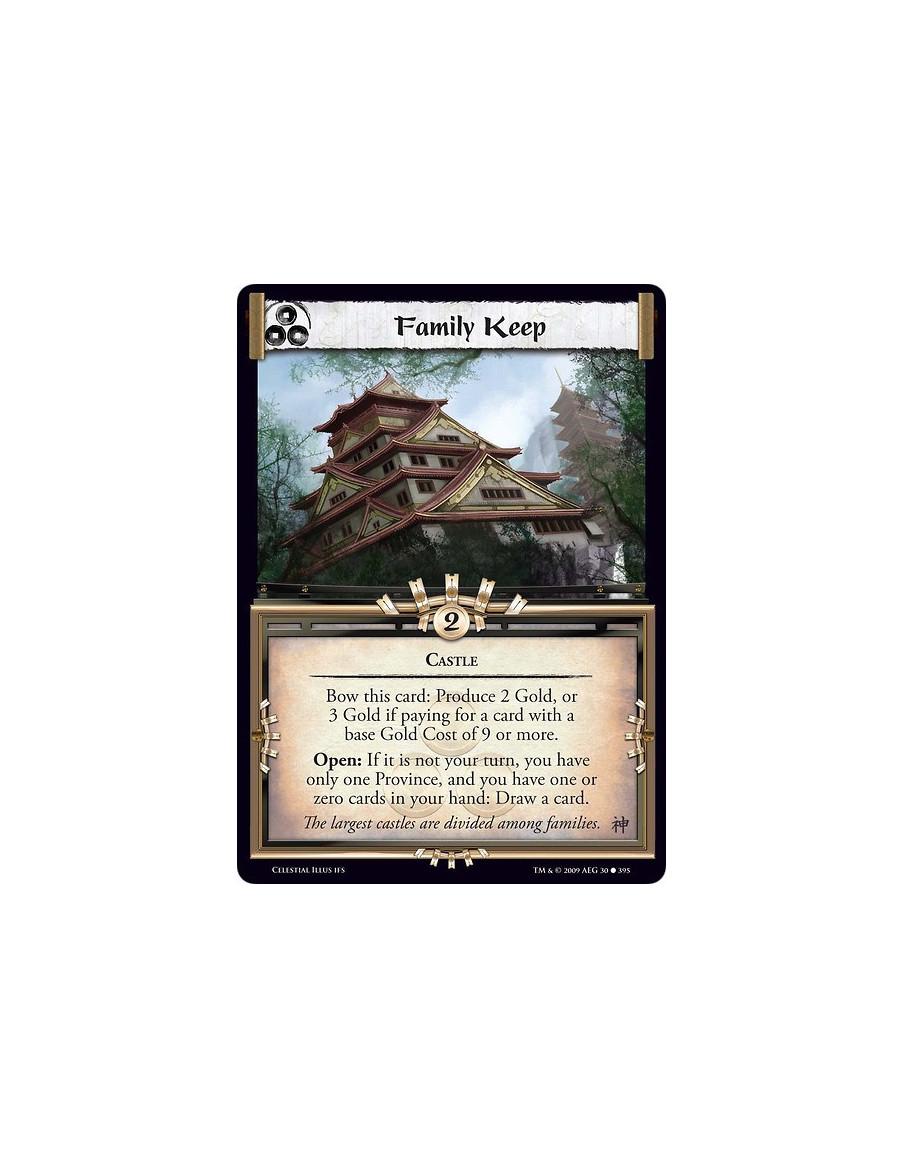Family Keep  - Castle Bow this card: Produce 2 Gold, or 3 Gold if paying for a card with a base Gold Cost of 9 or more. Open: If
