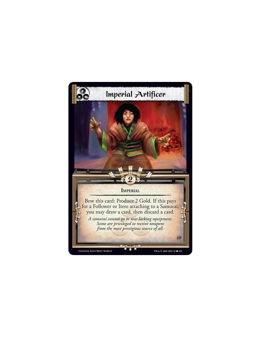 Imperial Artificer (Spanish)  - Imperial Bow this card: Produce 2 Gold. If this pays for a Follower or Item attaching to a Samur