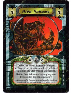 Hida Yakamo Hero  - Crab Clan • Samurai • Hero • Unique  Will not attach Items.  Repeatable Battle, bow: Destroy a target enemy 