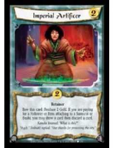 Imperial Artificier  - Retainer. Bow this card: Produce 2 Gold. If you are paying for a Follower or Item attaching to a Samurai 