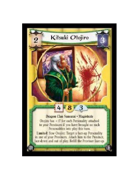 Kitsuki Otojiro  - Dragon Clan Samurai · Magistrate. Otojiro has +1F for each Personality attached to your Provinces if you have