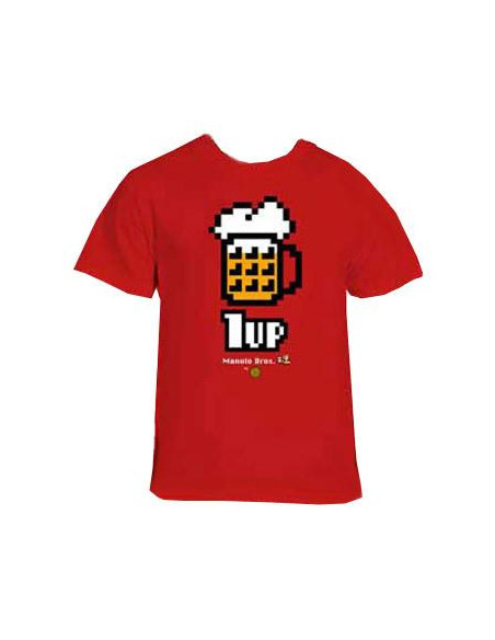 Camiseta 1UP Cerveza (Azul, Roja)  - 