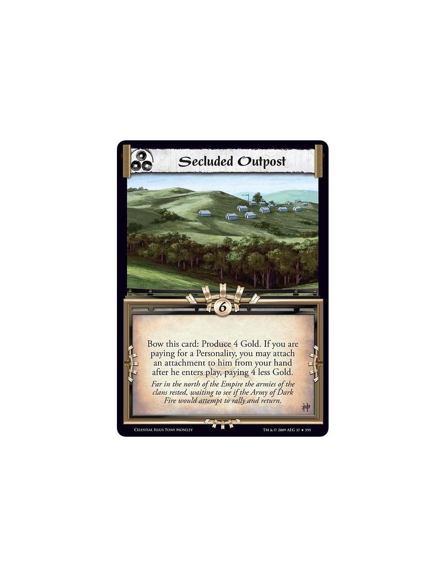 Secluded Outpost  - Bow this card: Produce 4 Gold. If you are paying for a Personality, you may attach an attachment to him from