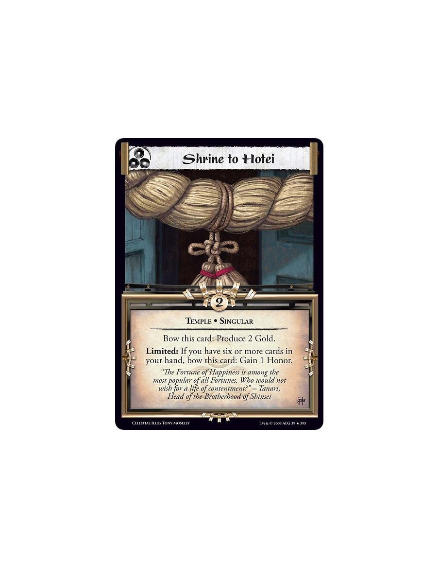 Shrine to Hotei  - Temple • Singular Bow this card: Produce 2 Gold. Limited: If you have six or more cards in your hand, bow thi