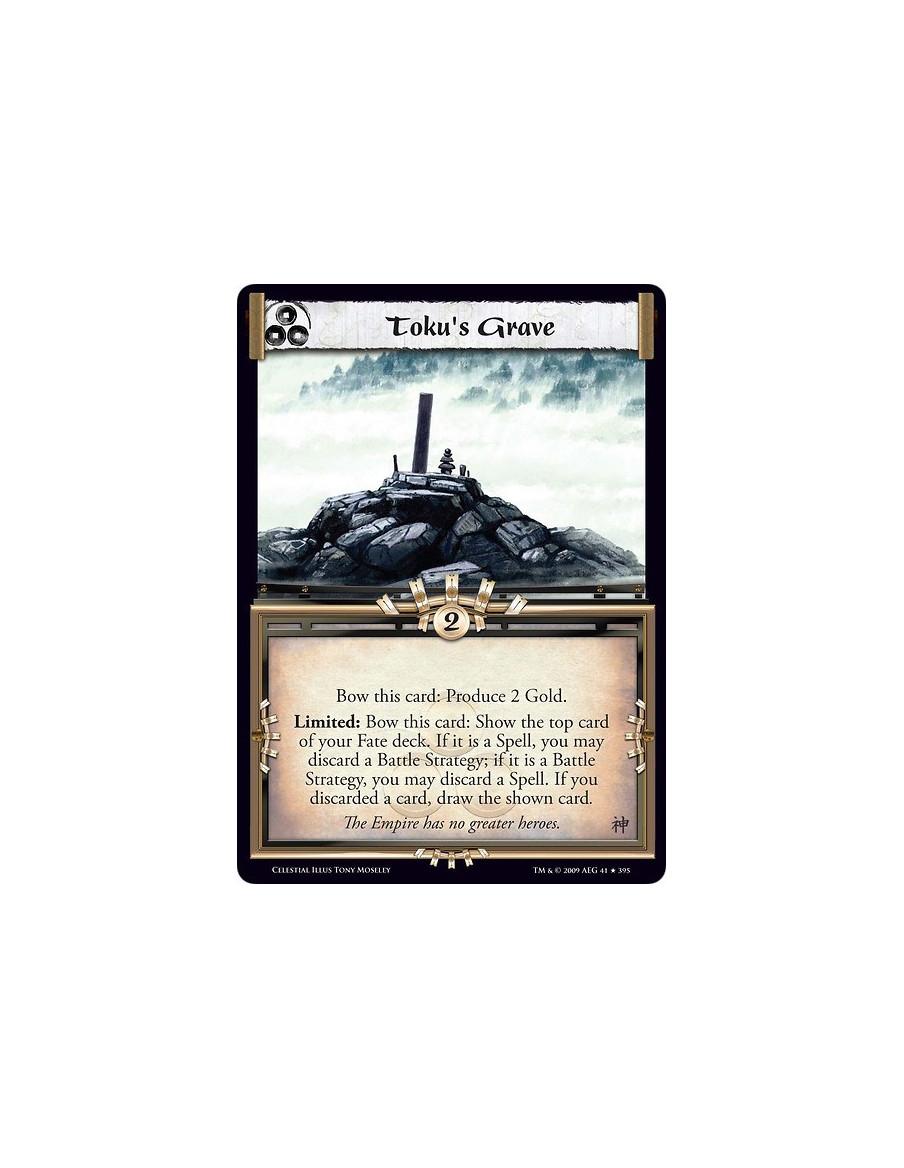 Toku's Grave (Spanish)  - Bow this card: Produce 2 Gold. Limited: Bow this card: Show the top card of your Fate deck. If it is a