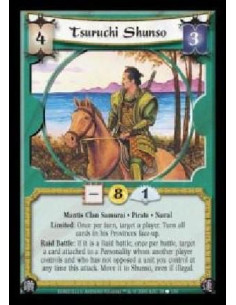 Tsuruchi Shunso  - Mantis Clan Samurai · Pirate · Naval. Limited: Once per turn, target a player. Turn all cards in his Province