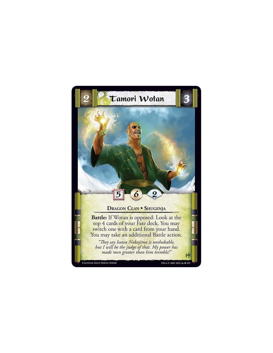 Tamori Wotan  - Dragon Clan • Shugenja Battle: If Wotan is opposed: Look at the top 4 cards of your Fate deck. You may switch on