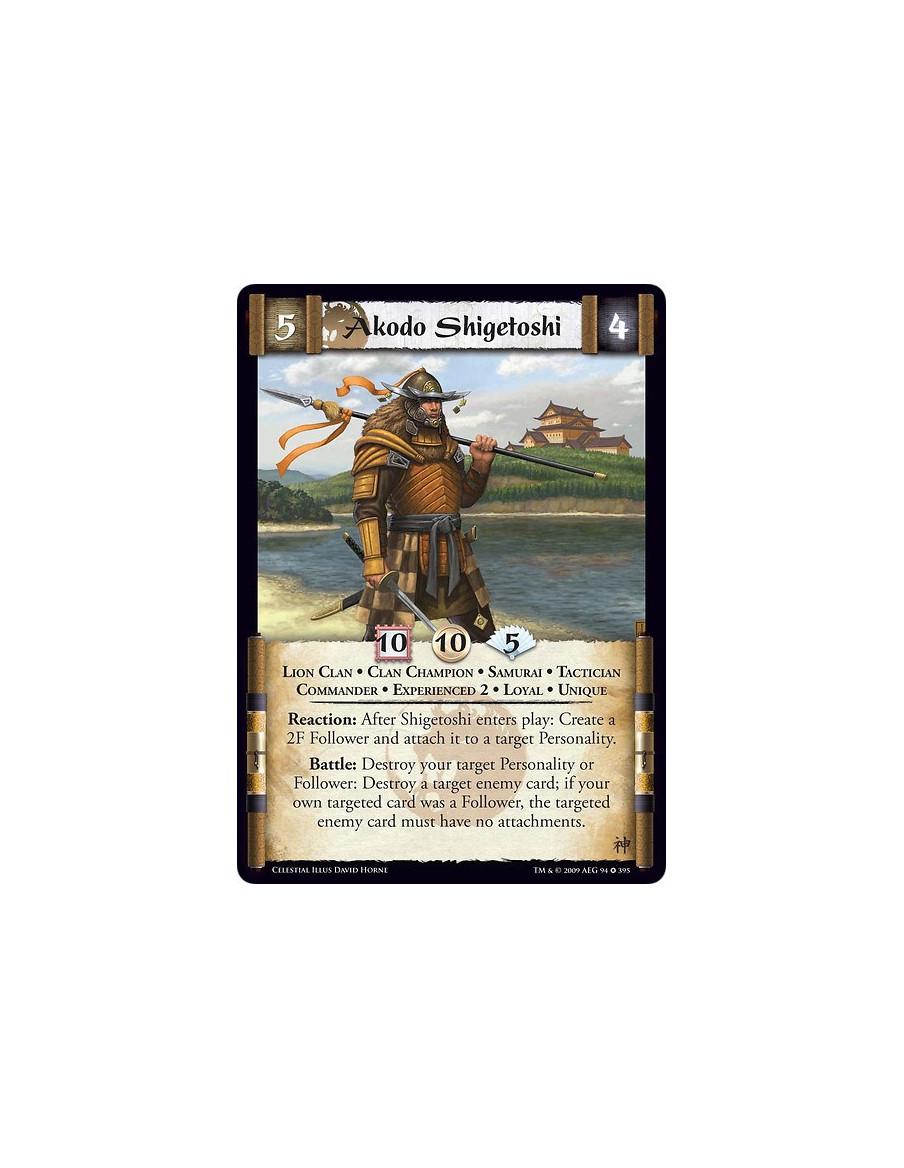 Akodo Shigetoshi Exp2 (Español)  - Lion Clan • Clan Champion • Samurai • Tactician • Commander • Experienced 2 • Loyal • Unique 