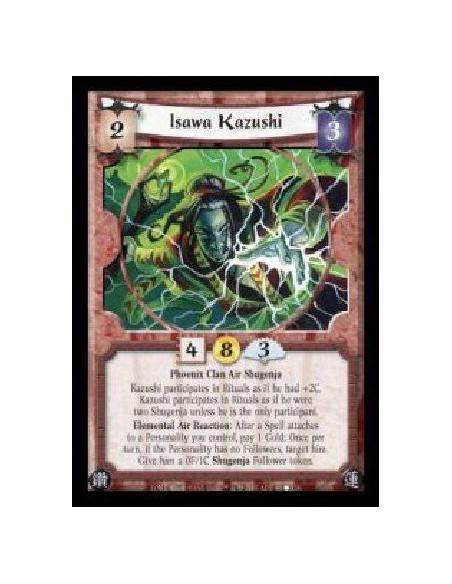 Isawa Kazushi  - Phoenix Clan Air Shugenja. Kazushi participates in Rituals as if he had +2C. Kazushi participates in Rituals as