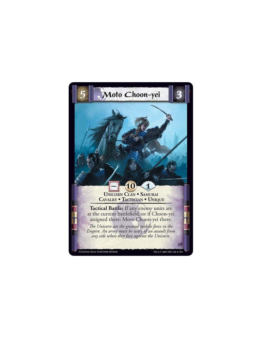 Moto Choon-yei (Spanish)  - Unicorn Clan • Samurai  • Cavalry • Tactician • Unique Tactical Battle: If any enemy units are at th