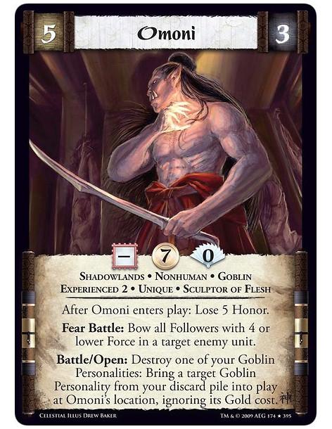 Omoni Exp2 (Spanish)  - Shadowlands • Nonhuman • Goblin • Experienced 2 • Unique • Sculptor of Flesh After Omoni enters play: Lo