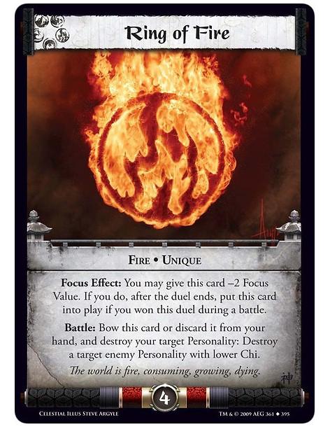 Ring of Fire FOIL  - Fire • Unique Focus Effect: You may give this card -2 Focus Value. If you do, after this duel ends, put thi