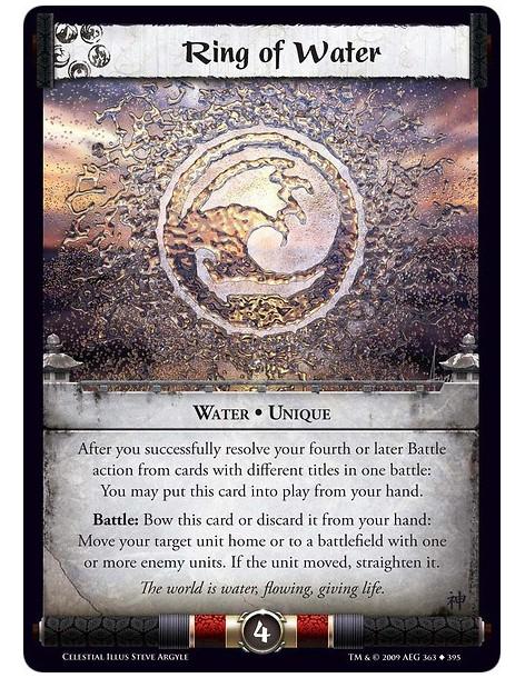 Ring of Water  - Water • Unique After you successfully resolve your fourth or later Battle action from cards with different titl