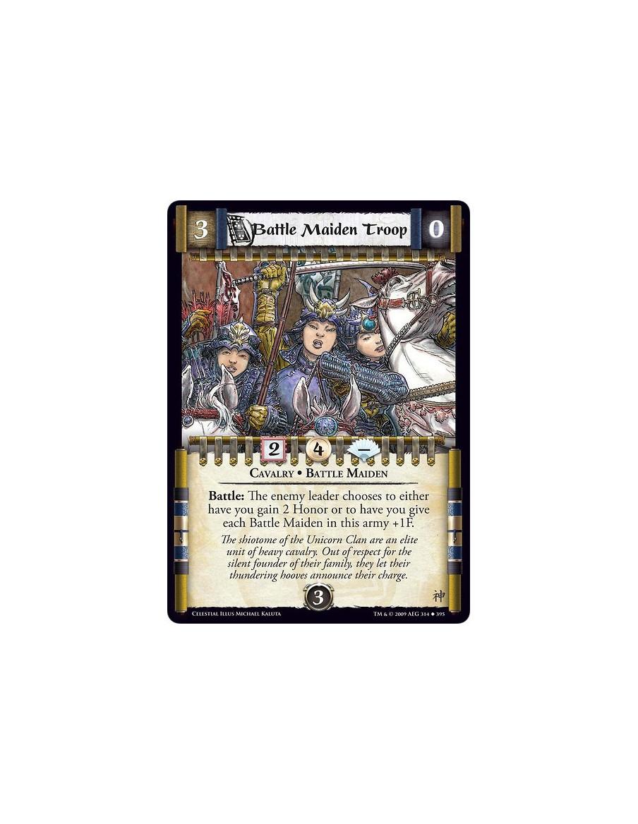 Battle Maiden Troop (Spanish)  - Cavalry • Battle Maiden Battle: The enemy leader chooses to either have you gain 3 Honor or to 