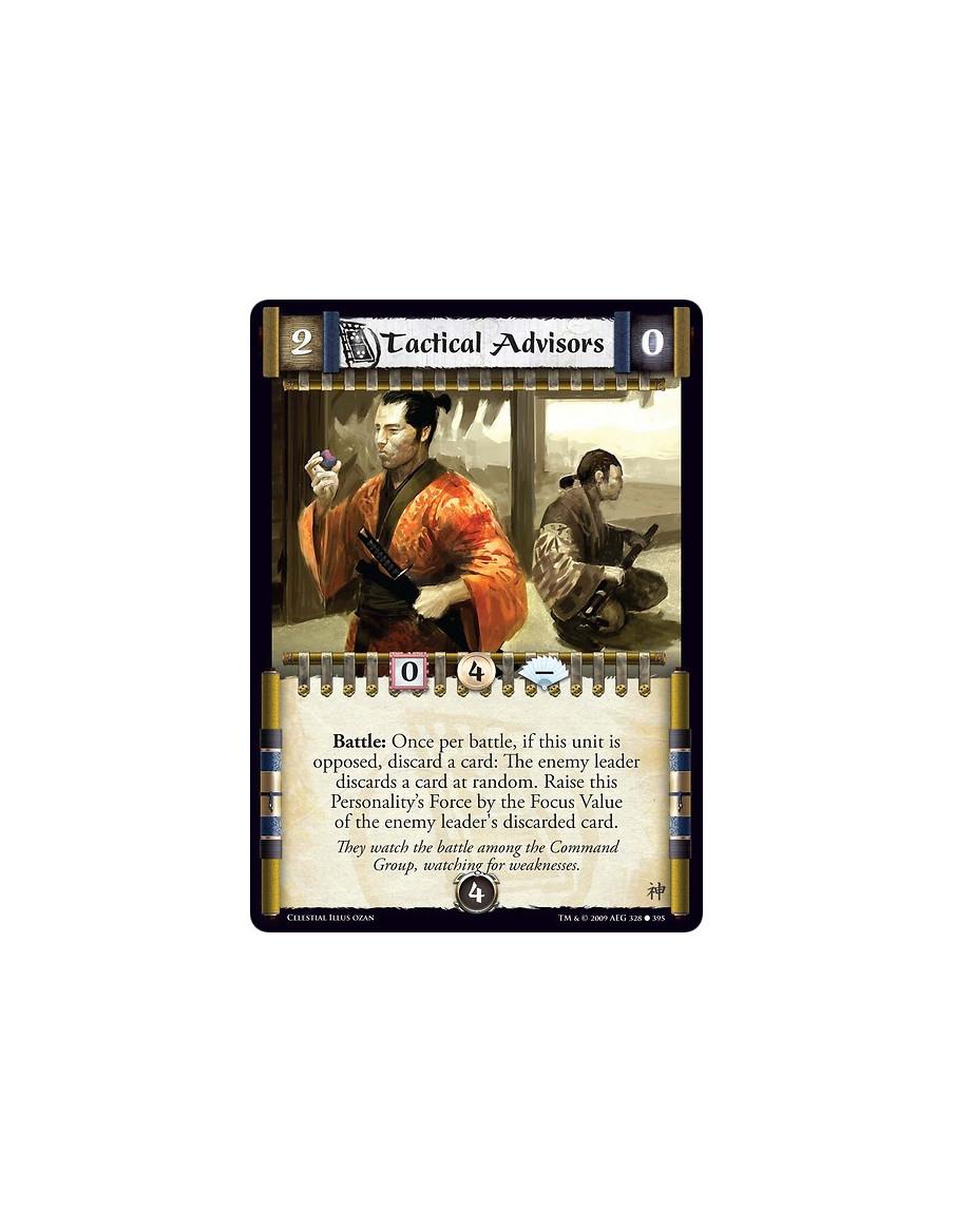 Tactical Advisors  - Battle: Once per battle, if this unit is opposed, discard a card: The enemy leader discards a card at rando