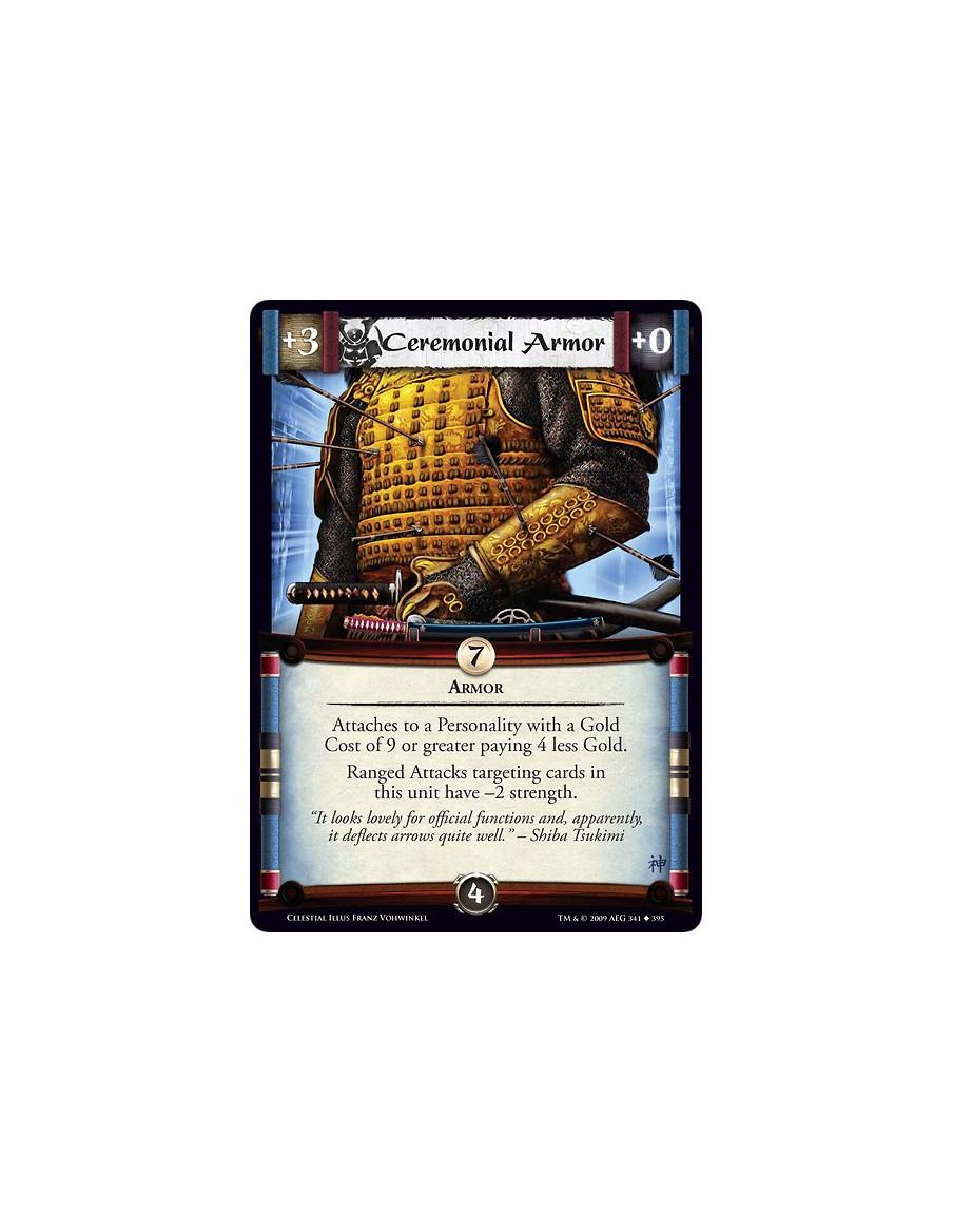 Ceremonial Armor (Español)  - Armor Attaches to a Personality with a Gold Cost of 9 or greater paying 4 less Gold. Ranged Attack