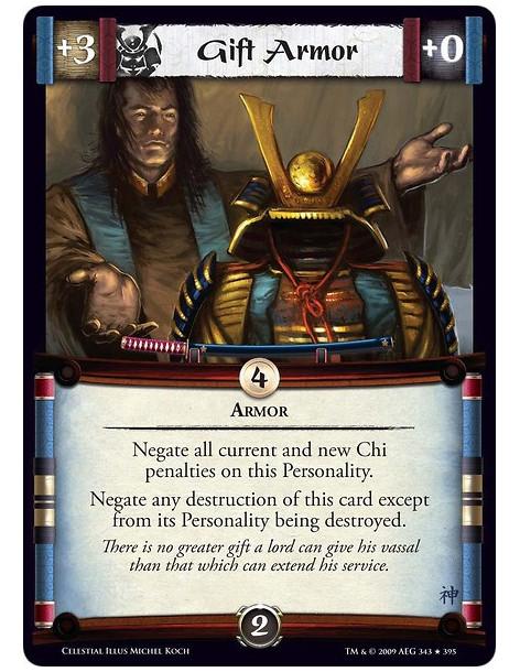 Gift Armor (Spanish)  - Armor Negate all current and new Chi penalties on this Personality. Negate any destruction of this card 