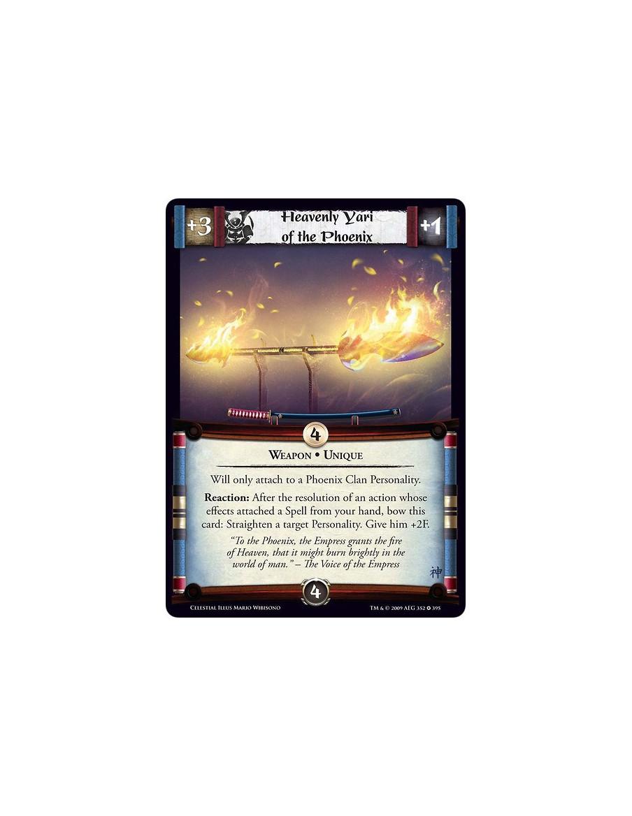 Heavenly Yari of the Phoenix (Spanish)  - Weapon • Unique Will only attach to a Phoenix Clan Personality. Reaction: After the re