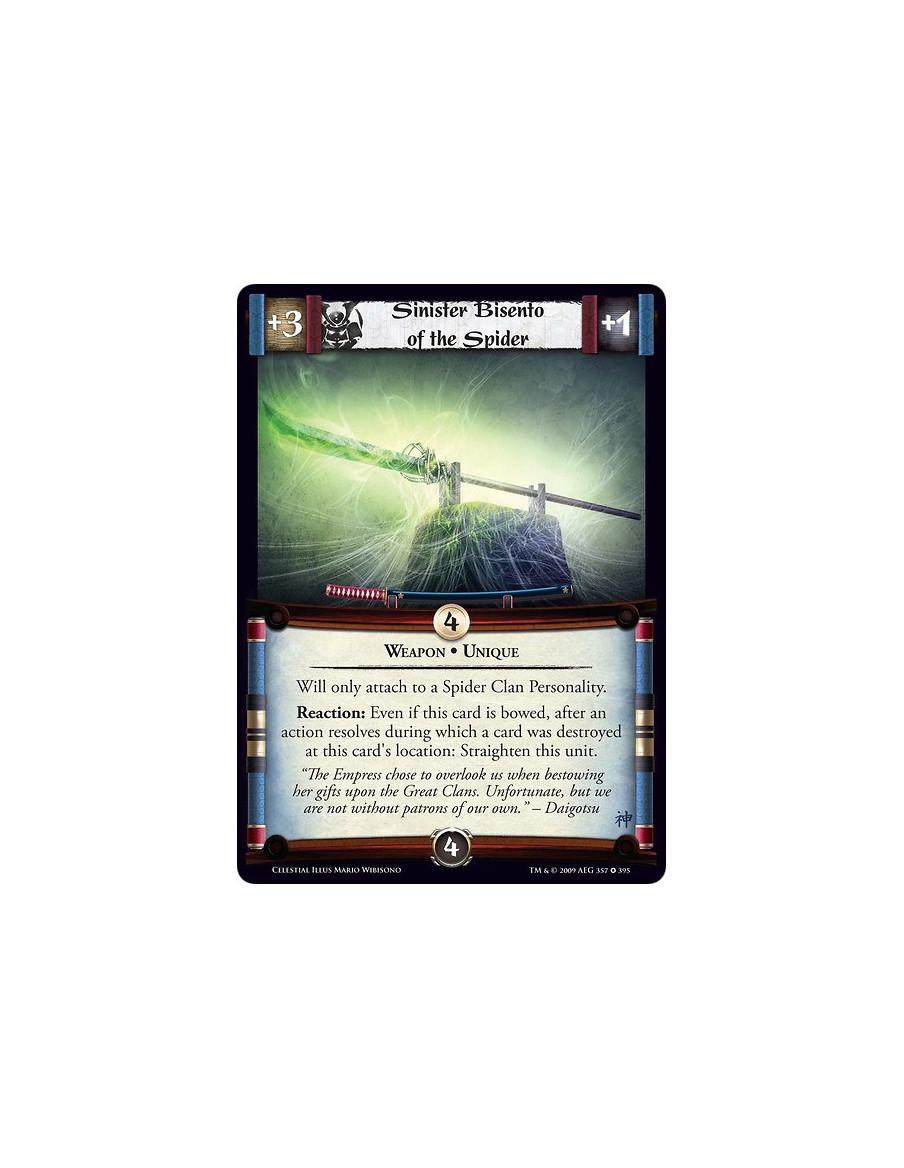 Sinister Bisento of the Spider  - Weapon • Unique Will only attach to a Spider Clan Personality. Reaction: Even if this card is 