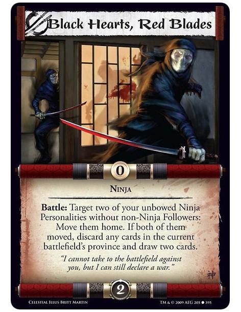 Black Hearts, Red Blades (Spanish)  - Ninja Battle: Target two of your unbowed Ninja Personalities without non-Ninja Followers: 