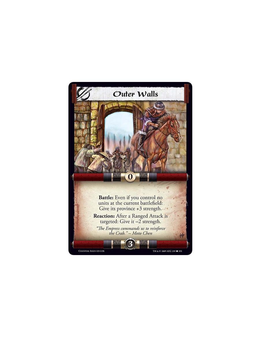 Outer Walls  - Battle: Even if you control no units at the current battlefield: Give its province +3 strength. Reaction: After a