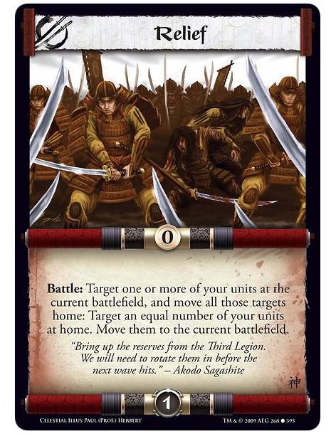 Relief  - Battle: Target one or more of your units at the current battlefield, and move all those targets home: Target an equal 
