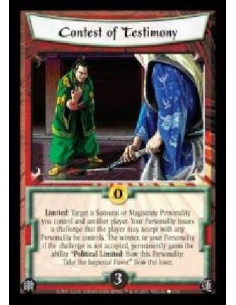 Contest of Testimony  - Limited: Target a Samurai or Magistrate Personality you control and another player. Your Personality iss