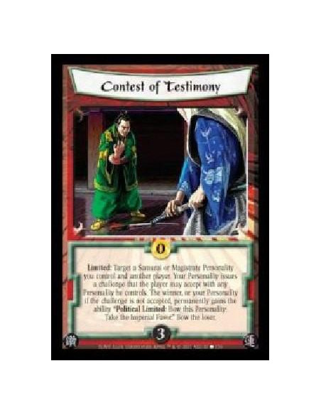 Contest of Testimony  - Limited: Target a Samurai or Magistrate Personality you control and another player. Your Personality iss