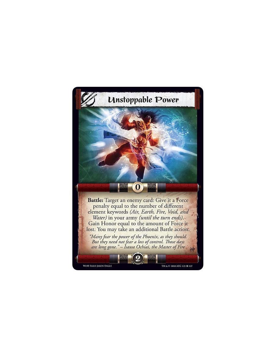 Unstoppable Power  - Battle: Give a target enemy card a Force penalty equal to the number of different element keywords in your 