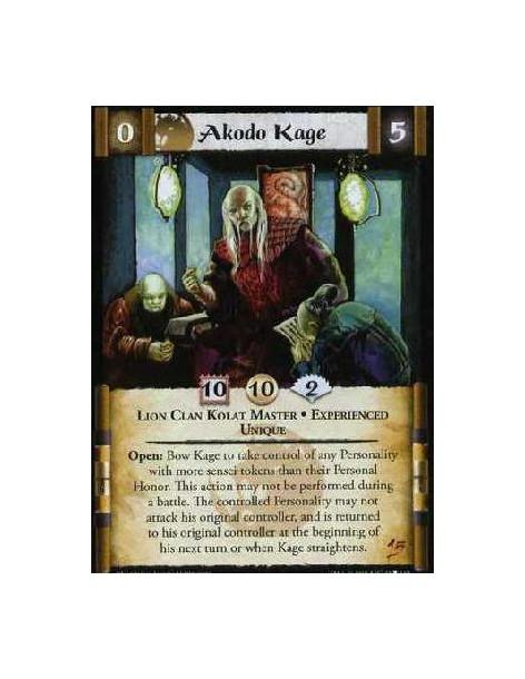 Akodo Kage Exp (Spanish)  - Lion Clan Kolat Master. Experienced. Unique Open: Bow Kage to take control of any Personality with m