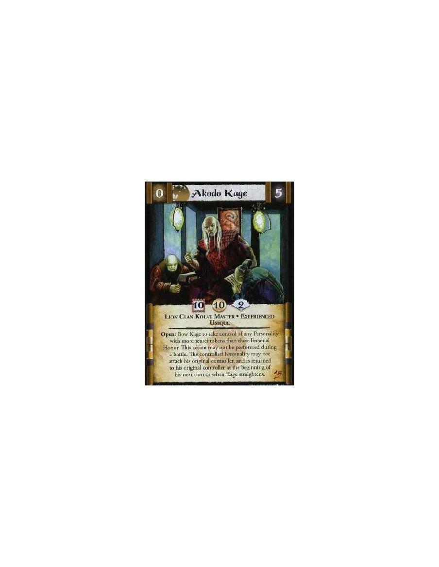 Akodo Kage Exp (Spanish)  - Lion Clan Kolat Master. Experienced. Unique Open: Bow Kage to take control of any Personality with m