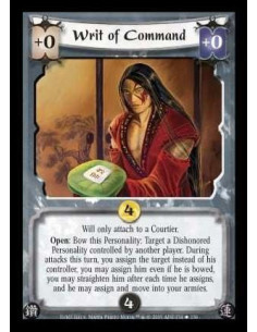 Writ of Command  - Will only attach to a Courtier. Open: Bow this Personality: Target a Dishonored Personality controlled by ano