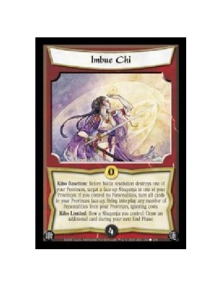 Imbue Chi  - Kiho Reaction: Before battle resolution destroys one of your Provinces, target a face-up Shugenja in one of your Pr