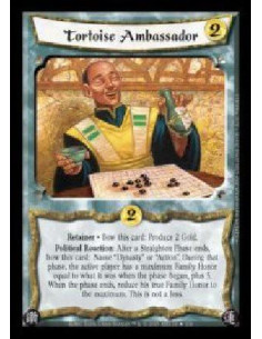 Tortoise Ambassador FOIL  - Retainer · Bow this card: Produce 2 Gold. Political Reaction: After a Straighten Phase ends, bow thi