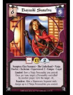 Bayushi Sunetra Exp2 FOIL  - Scorpion Clan Samurai · The Underhand · Ninja · Duelist · Tactician · Experienced 2 · Unique · Loya