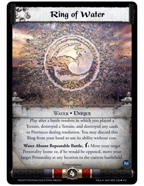 Ring of Water  - Water • Unique










Play after a battle resolves in which you played a Terrain, destroyed a Terrain, and d