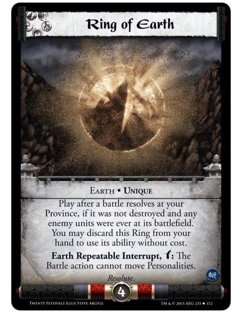 Ring of Earth  - Earth • Unique










Play after a battle resolves at your Province, if it was not destroyed and any enemy u