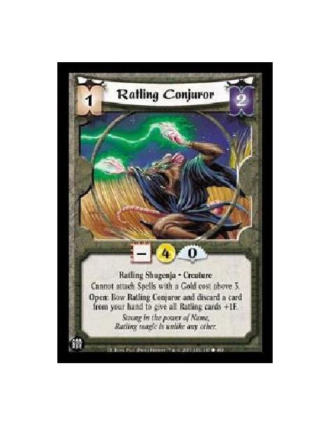 Ratling Conjuror (Francés)  - Ratling Shugenja * Creature Cannot attach Spells with a Gold cost above 3. Open: Bow Ratling Conju