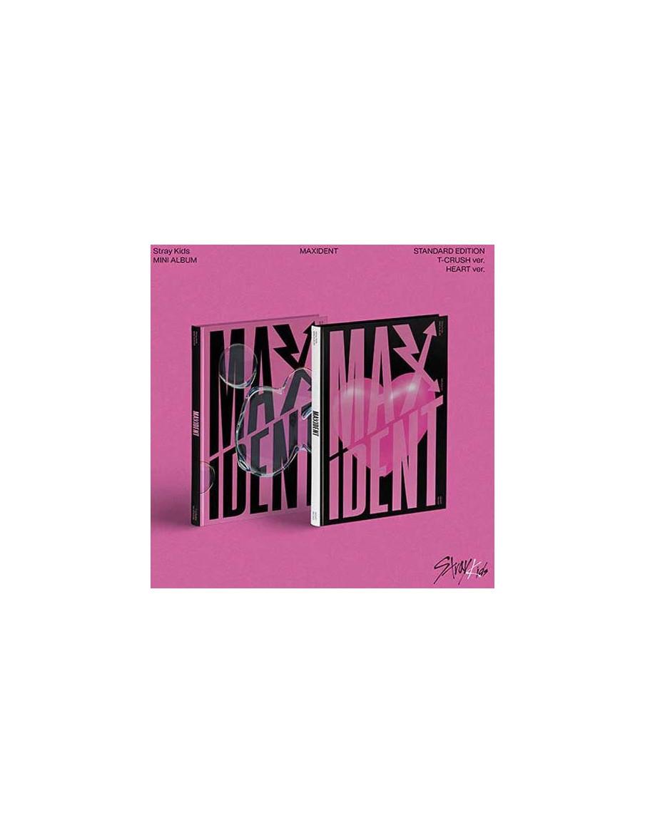 STRAY KIDS - Maxident (7th Mini Album)  - 
Versiones: T-Crush (fondo rosa), Heart (fondo negro)
Contenido: 

- 1 Libro de fotogr