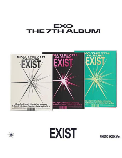 EXO - Exist Photobook ver. (7th Album)  - 


Versiones: E (fondo crema con letras negras), X (fondo negro con letras rosas), O (