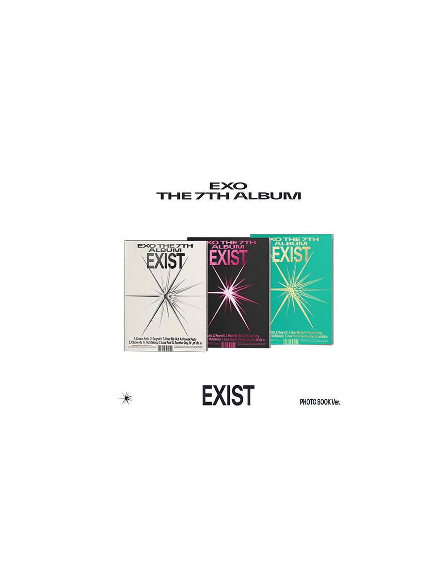 EXO - Exist Photobook ver. (7th Album)  - 


Versiones: E (fondo crema con letras negras), X (fondo negro con letras rosas), O (