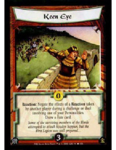 Keen Eye  - Reaction: Negate the effects of a Reaction taken by another player during a challenge or duel involving one of your 