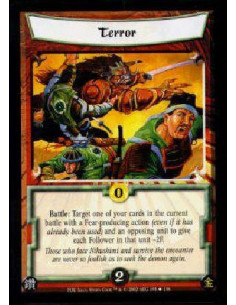 Terror  - Battle: Target one of your cards in the current battle with a Fear-producing action (even if it has already been used)